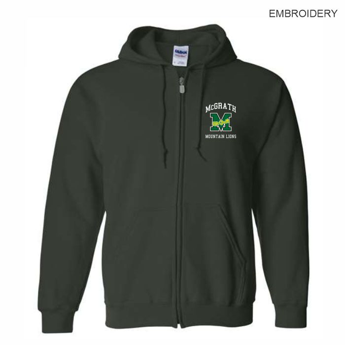 Green Full-Zip Hooded Sweatshirt (Embroidery) - Step In House