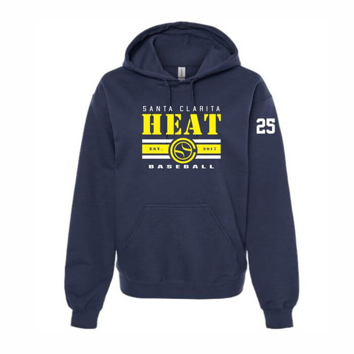 Gildan navy hood big logo