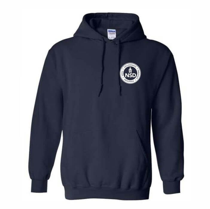Navy hoodie left chest
